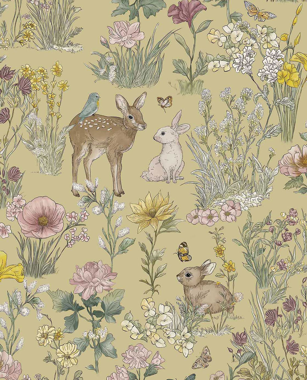Kindertapete, grün, Tiere, Blumen, 363192, Tiny Treasures, Eijffinger