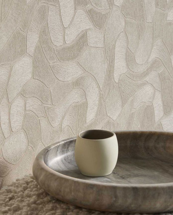 Geometrische Tapete, sandfarben, Steinoptik, 363211, Calm Crafted, Eijffinger