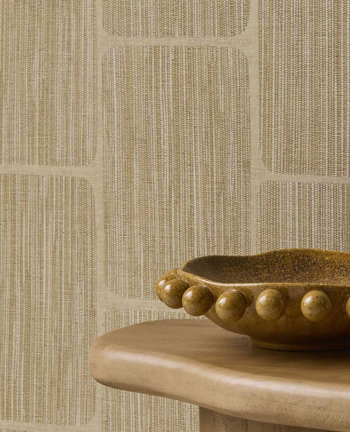 Geometrische Tapete, sandgelb, 363251, Calm Crafted, Eijffinger