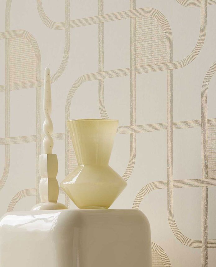 Geometrische Tapete, cremefarben, Streifen, 363260, Calm Crafted, Eijffinger