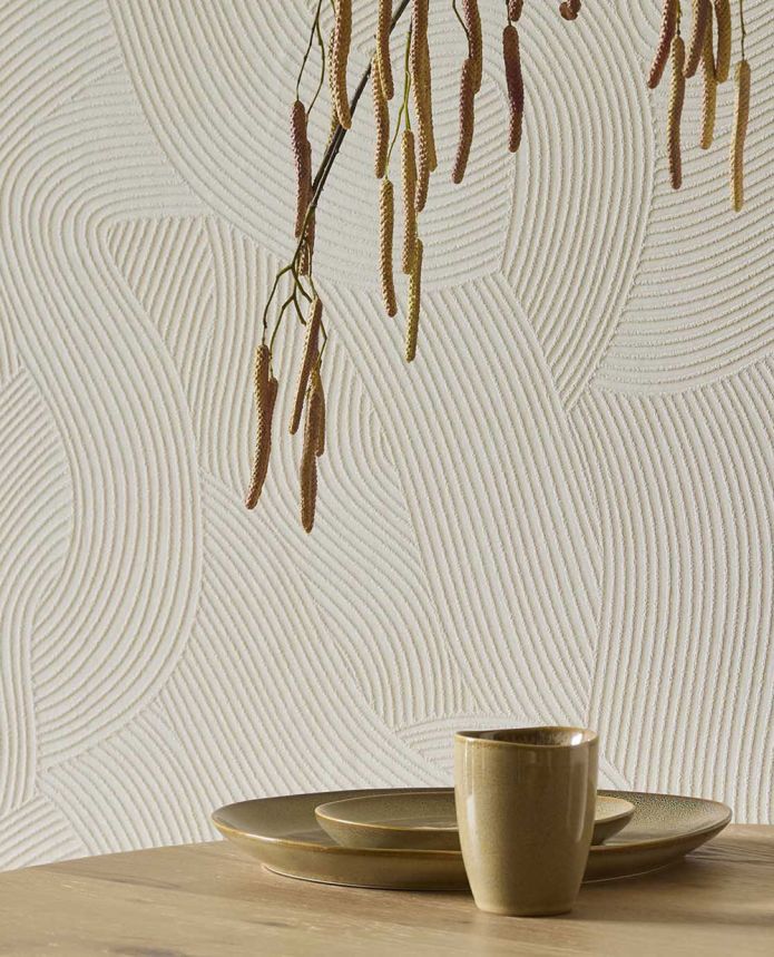 Tapete, weiß-cremefarben, Wellen, 363271, Calm Crafted, Eijffinger