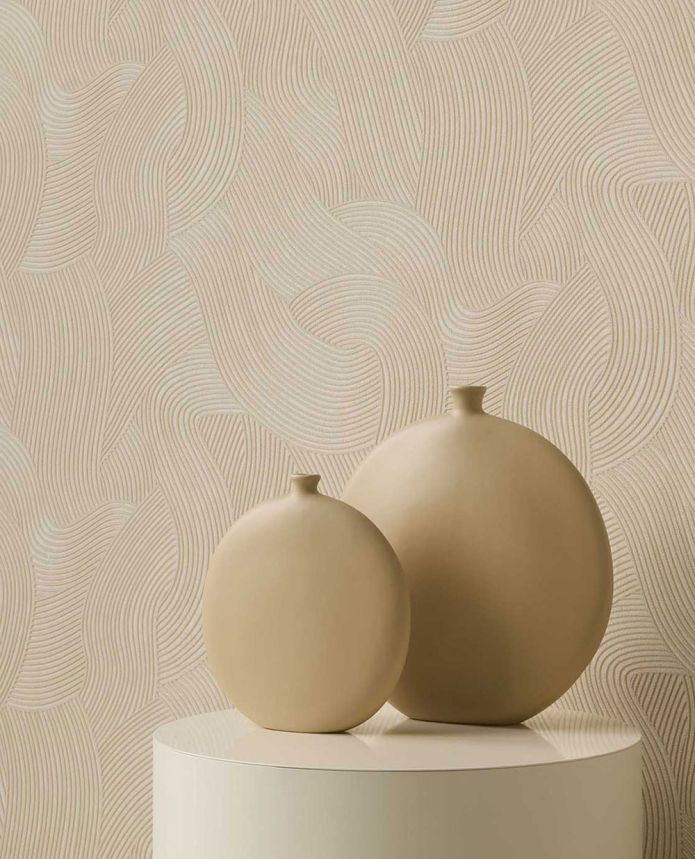 Tapete, beige, Wellen, 363273, Calm Crafted, Eijffinger