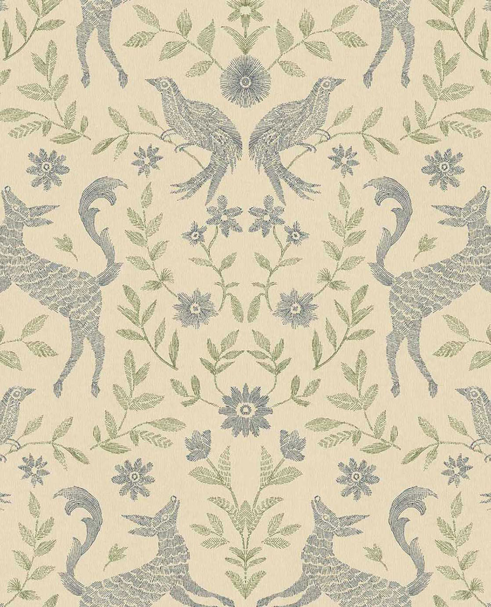 Kindertapete, cremefarben, blau, Tiere, Blumen, 363114, Tiny Treasures, Eijffinger