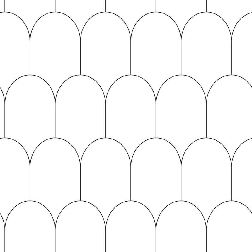 Weiße Vliestapete, geometrisches Bogenmuster 139140, Black & White, Esta