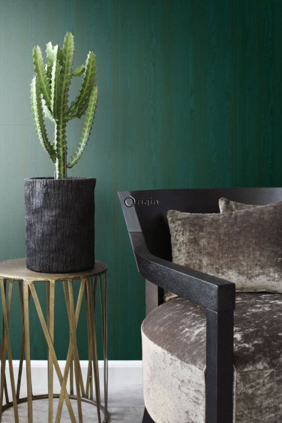 Grüne Metallic-Vliestapete, Holzimitat 347535, Matières - Wood, Origin