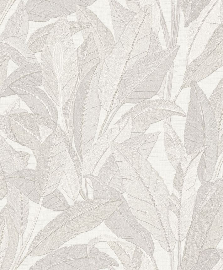 Tapete mit Blättern, Weiß, Grau-Silber, RE521051, Renaissance, Design ID