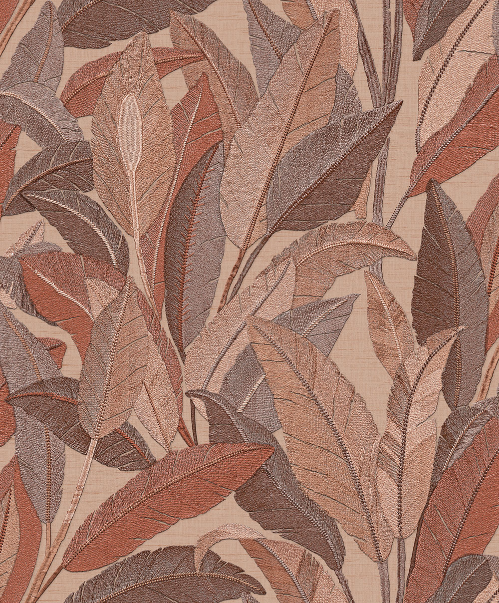 Tapete mit Blättern, Rotbraun, Braun, RE521055, Renaissance, Design ID