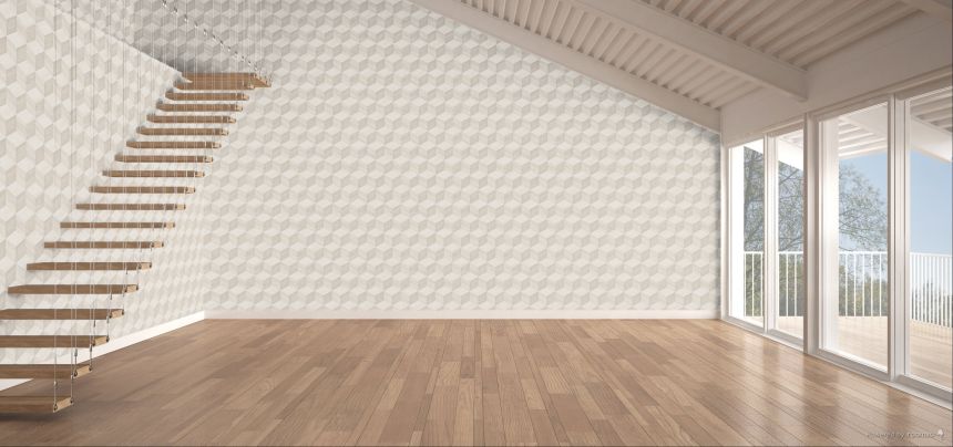 3D-Tapete in Holzoptik, Hellbeige-Grau, RE521091, Renaissance, Design ID