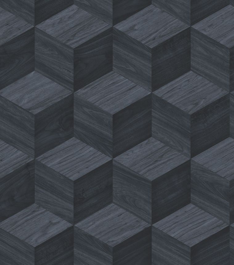 3D-Tapete in Holzoptik, Dunkelblau, RE521095, Renaissance, Design ID