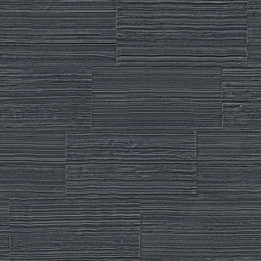 Vliestapete, Imitation von schwarzen und silbernen Steinfliesen 347572, Matières - Stone, Origin