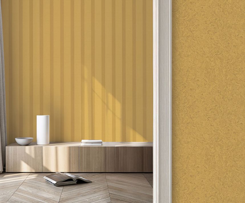 Vlies-Tapete, senfgoldfarben, im Stil einer luxuriösen Spachteloptik, Z40017, Tradizione Italiana 3, Zambaiti Parati