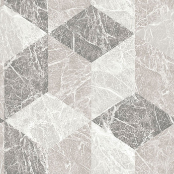 Vliestapete, Imitation einer grau-beigen 3D-Marmorfliese 347317, Matières - Stone, Origin