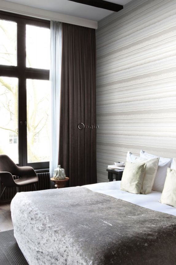 Grau-beige marmorierte Vliestapete für die Wand 337235, Matières - Stone, Origin