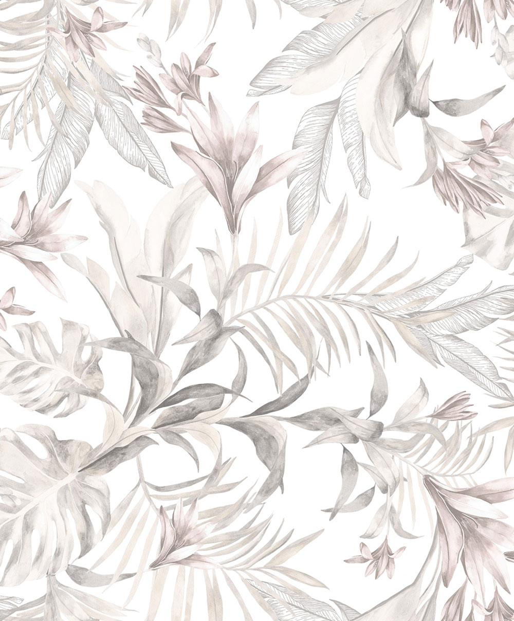 Tapete mit Blättern und Blüten, beige, braun, 89052, Pia, Novamur