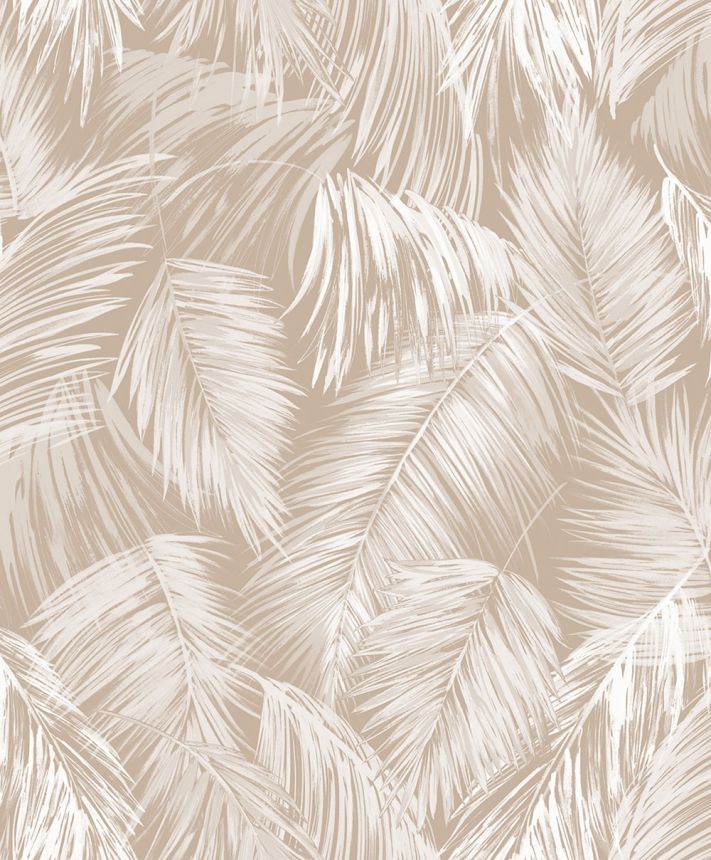 Tapete mit Dschungelmotiv, Blätter, beige, cremefarben, 89055, Pia, Novamur