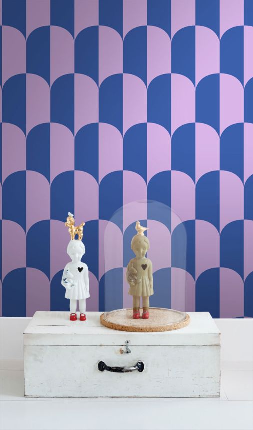 Tapete mit Art-Déco-Muster, blau, rosa, 139983, Color Pop, Esta Home