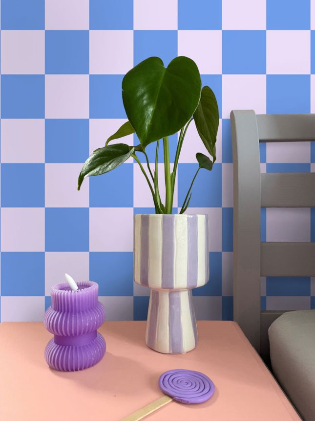 Tapete mit Schachbrettmuster, blau, rosa, 130912, Color Pop, Esta Home