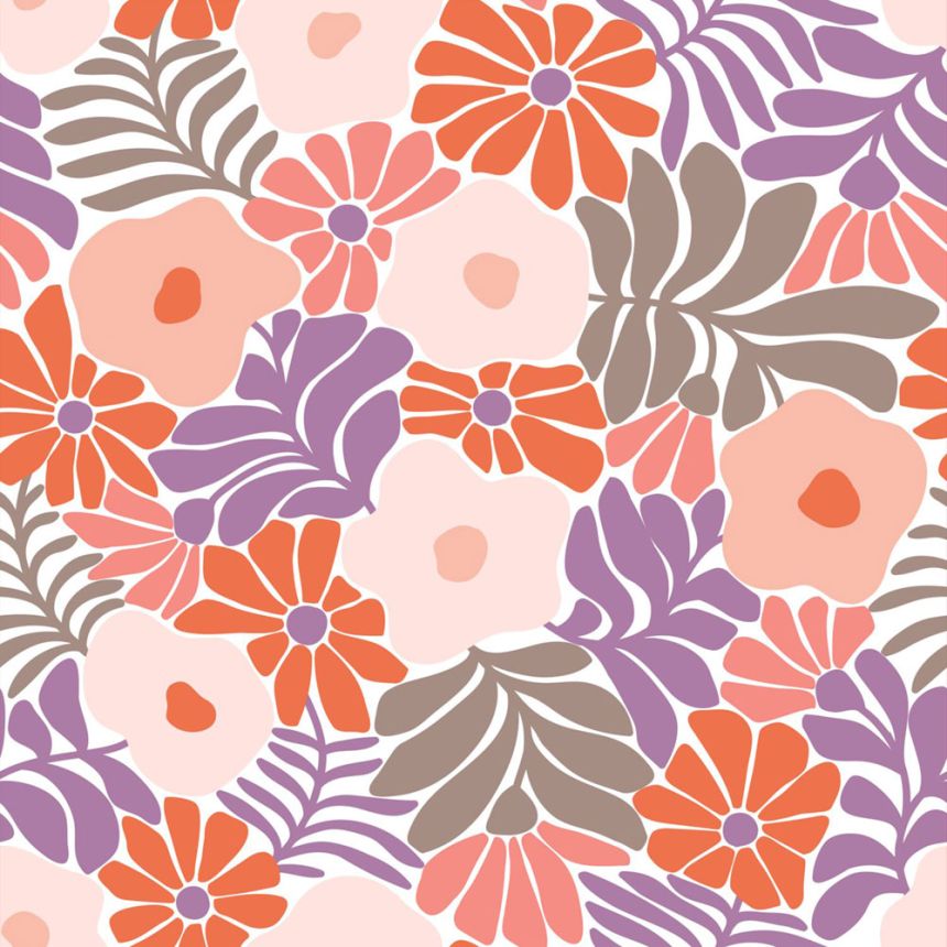 Tapete mit Blumen und Blättern, rot, grau, 131007, Color Pop, Esta Home