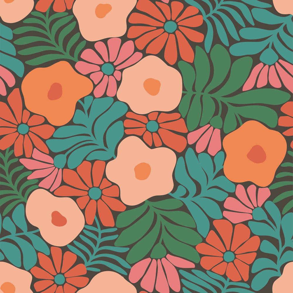 Tapete mit Blumen und Blättern, grün, rot, 131008, Color Pop, Esta Home