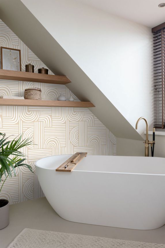 Geometrische Tapete, weiß, beige, 139935, Color Pop, Esta Home