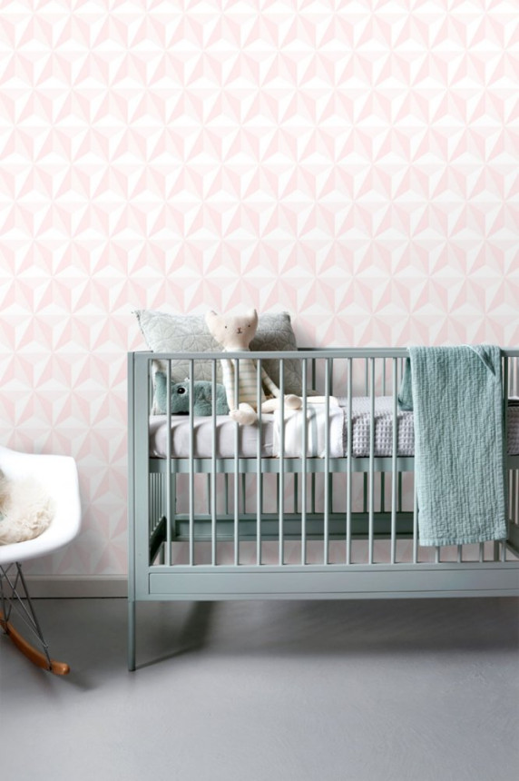 Rosa-weiße Vliestapete für die Wand, 3D-Sternenmuster 138911, Little Bandits, Esta