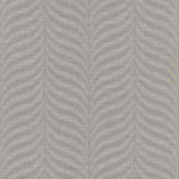 Graubraune Vliestapete, grafisches Federmuster EE1307, Elementum, Grandeco