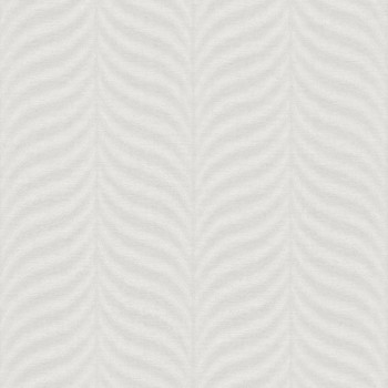 Grau-Creme Vliestapete, grafisches Federmuster EE1301, Elementum, Grandeco