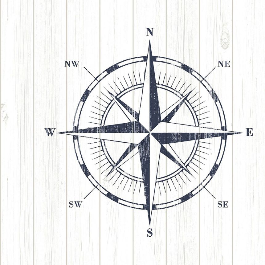 Vliestapete, Kompass auf Holzbrettern 138975, Regatta Crew, Esta Home
