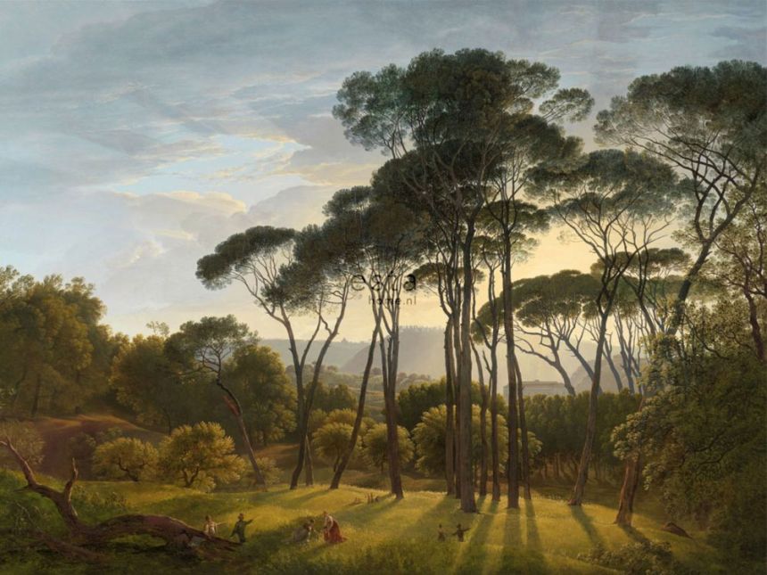 Fototapete Italienische Landschaft, Bäume, Tapete Wandbilder 158891, 372 x 279 cm, Blush, Esta Home