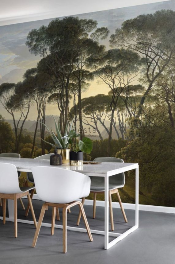 Fototapete Italienische Landschaft, Bäume, Tapete Wandbilder 158891, 372 x 279 cm, Blush, Esta Home