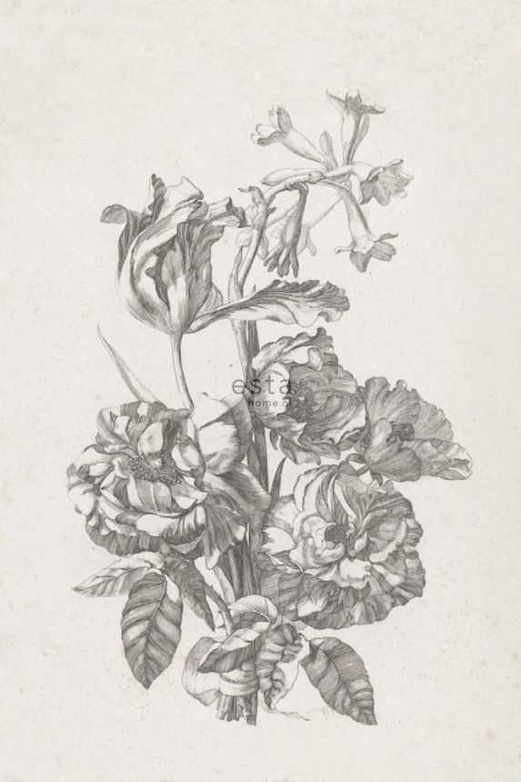 Fototapete, Gravur eines Blumenstraußes, Tapete Wandbilder 158887, 186 x 279 cm, Blush, Esta Home