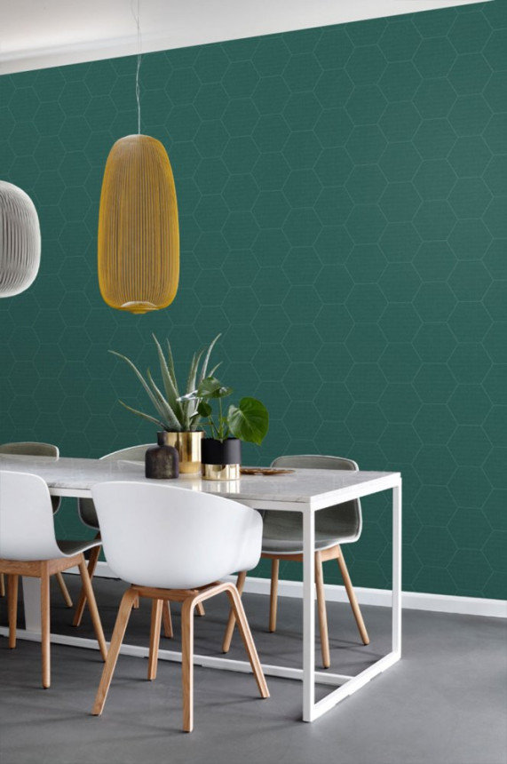 Grüne Tapete mit geometrischen Mustern mit Sechsecken, Vliestapete 148752, Blush, Esta Home