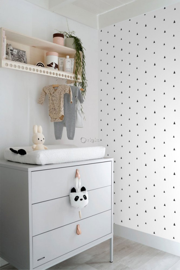Tapete mit geometrischen mustern - schwarze Dreiecke, Vliestapete 347681, Precious, Origin