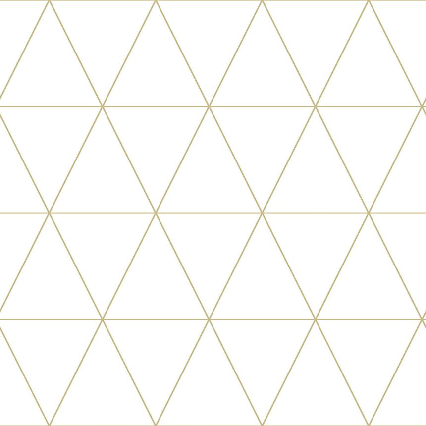 Tapete mit geometrischen mustern - goldene Umrisse von Dreiecken, Vliestapete 347682, City Chic, Precious, Origin