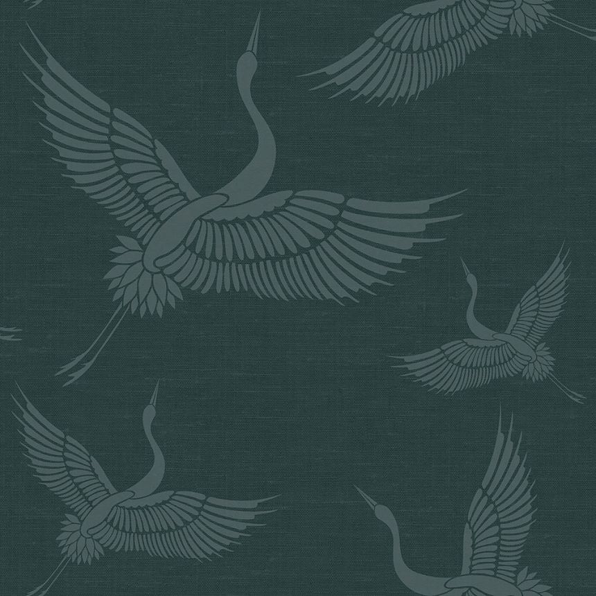 Tapete - fliegende Vögel, Kraniche - Stoff Textur, Vliestapete 347759, Natural Fabrics, Origin