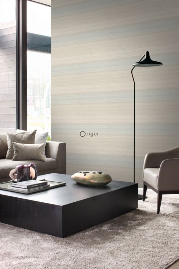 Tapete, Imitation grau-beige gewebtes Gewebe, Vliestapete 347750, Natural Fabrics, Origin