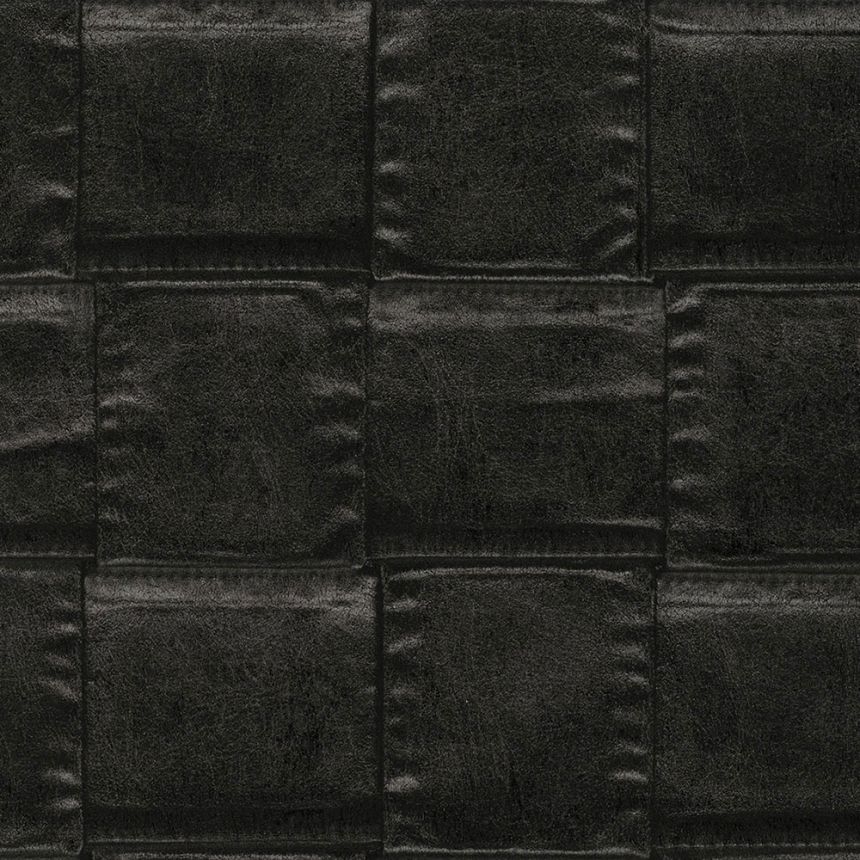 Luxustapete, grau-schwarzes Lederimitat 64805, Materea, Limonta