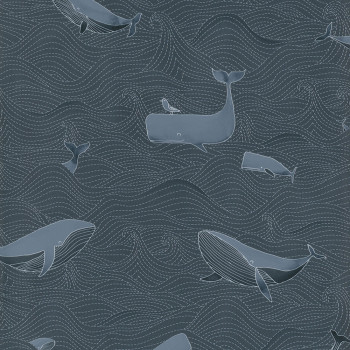 Blaue Kindertapete mit Walen 220733, Doodleedo, BN Walls