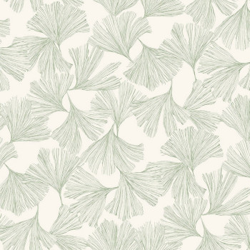 Weiße Tapete, grüne Ginkgoblätter DD3745, Dazzling Dimensions 2, York