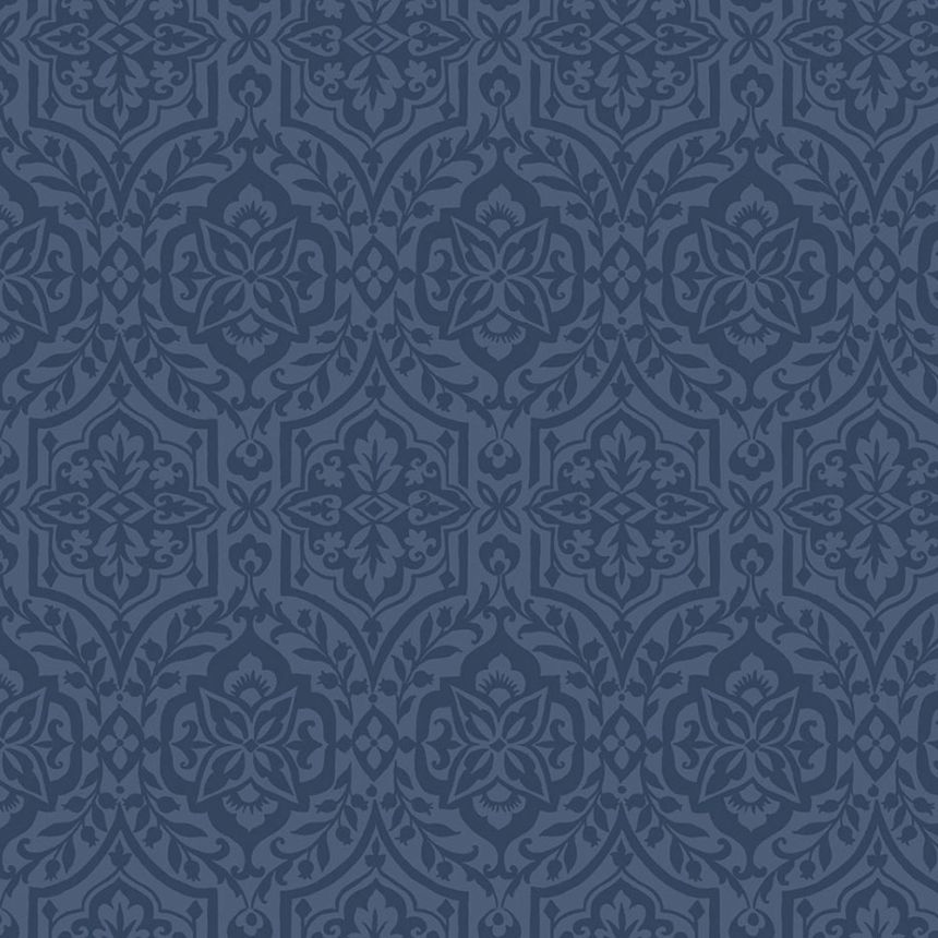 Blaue vorgeklebte Barocktapete DM5037, Damask, York