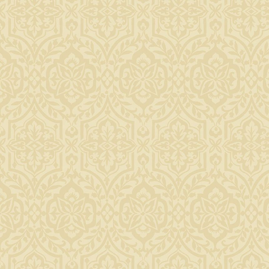 Ockerfarbene vorgeklebte Barocktapete DM5035, Damask, York