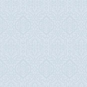 Hellblaue, vorgeklebte Tapete mit Ornamenten DM5033, Damask, York