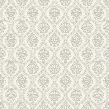 Weiße vorgeklebte Tapete, graues Damastmuster DM5027, Damask, York