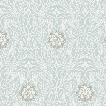 Blau-weiße, vorgeklebte Tapete - Ornamente DM4991, Damask, York