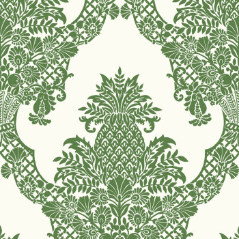 Grün-weiße vorgeklebte Tapete, Ornamenten DM4976, Damask, York