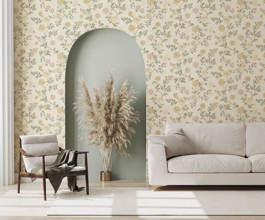 Weiße Tapete Blumen, Z66805, Satin Flowers, Zambaiti Parati